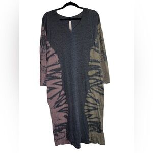RAQUEL ALLEGRA Basic Tie Dye Gray Dolman Sleeve Dress Sz 2/ Medium